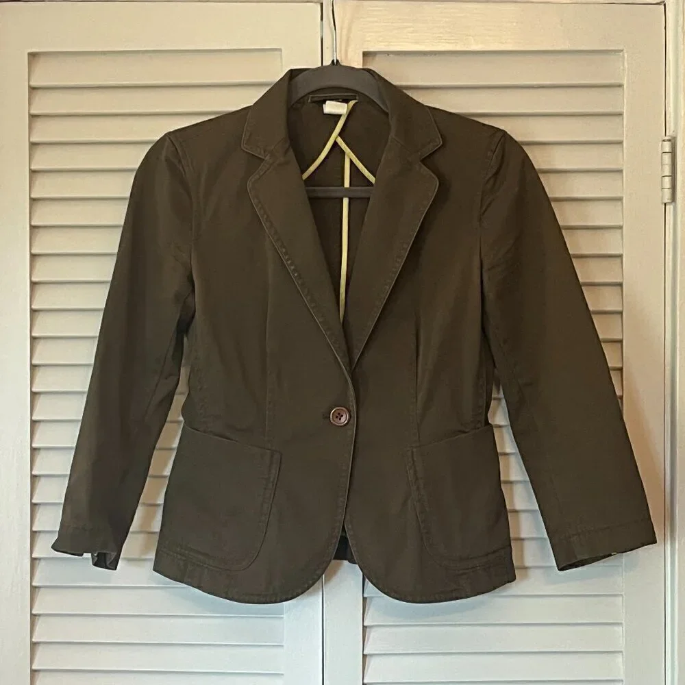 J. Crew olive chino blazer green women XS single button